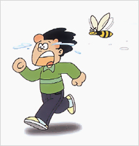 벌에 쏘여 도망가는 사람의 그림