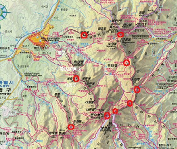 삼각산(북한산) 내 응급구조함 설치 위치(전체)